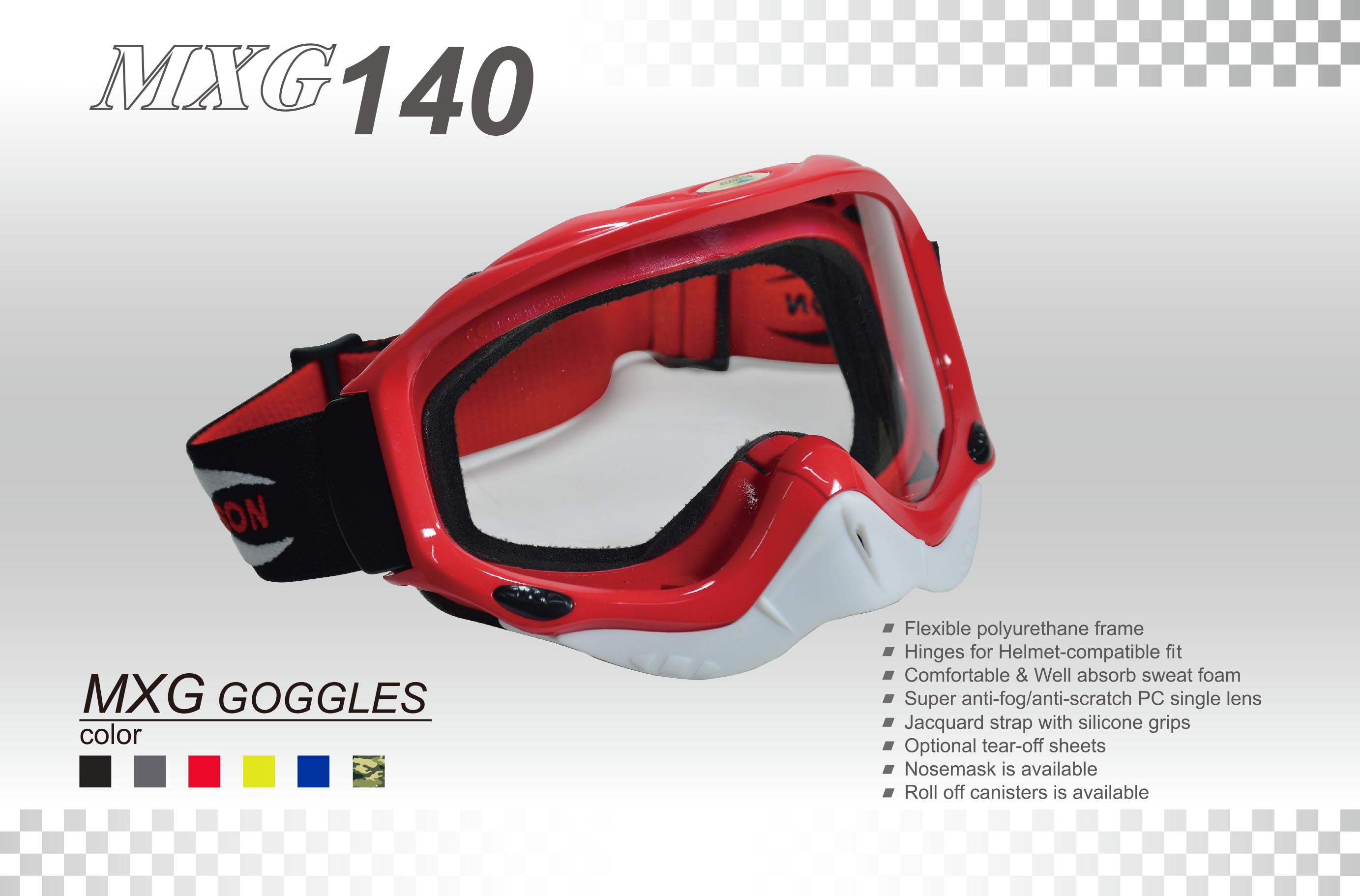 Máscara de gafas de motocicleta desmontable-MXG140